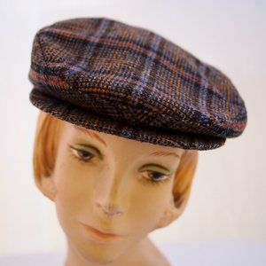 vtg SEIFTER Plaid Cabbie Ivy League Newsboy Hat Cap Snap Brim Union Made M USA